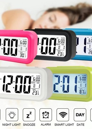 Smart Işıklı Sensörlü Termometreli Alarmlı Dijital Masa Saati