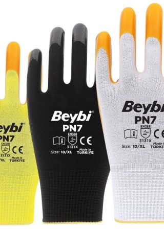 Beybi PN7 Polyester Örme NO:10 Nitril Eldiven
