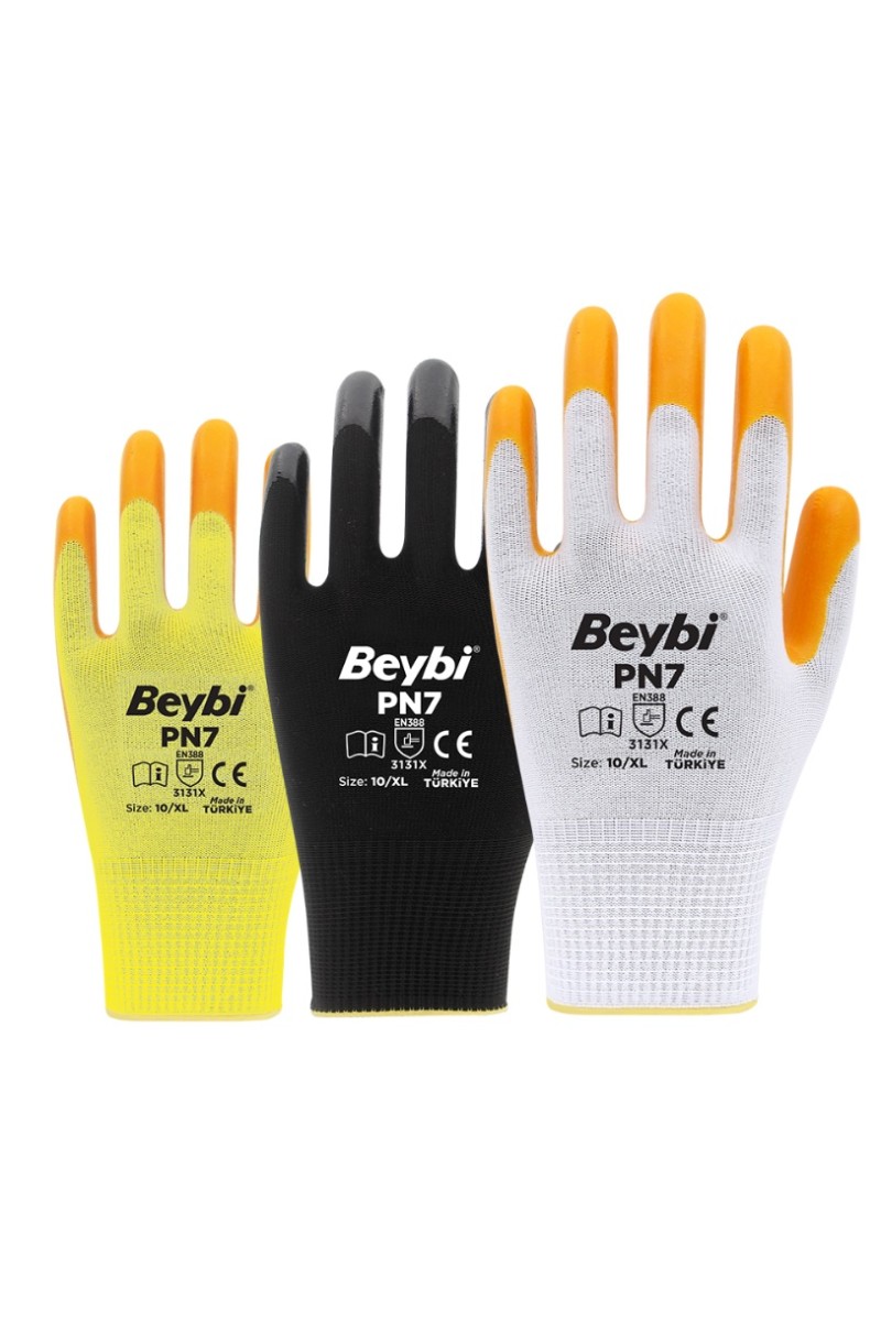 Beybi PN7 Polyester Örme NO:10 Nitril Eldiven
