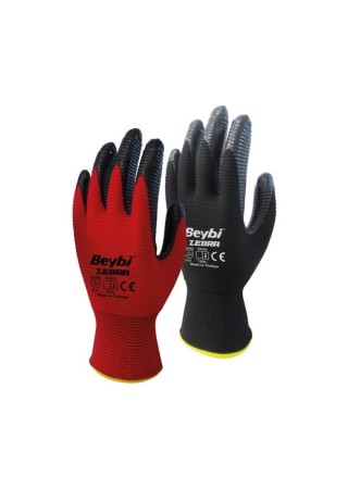 Beybi Zebra Kırmızı Nitril İş Eldiveni