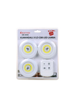 Starmax Kumandalı Pilli LED Lamba SM-8008 3'lü