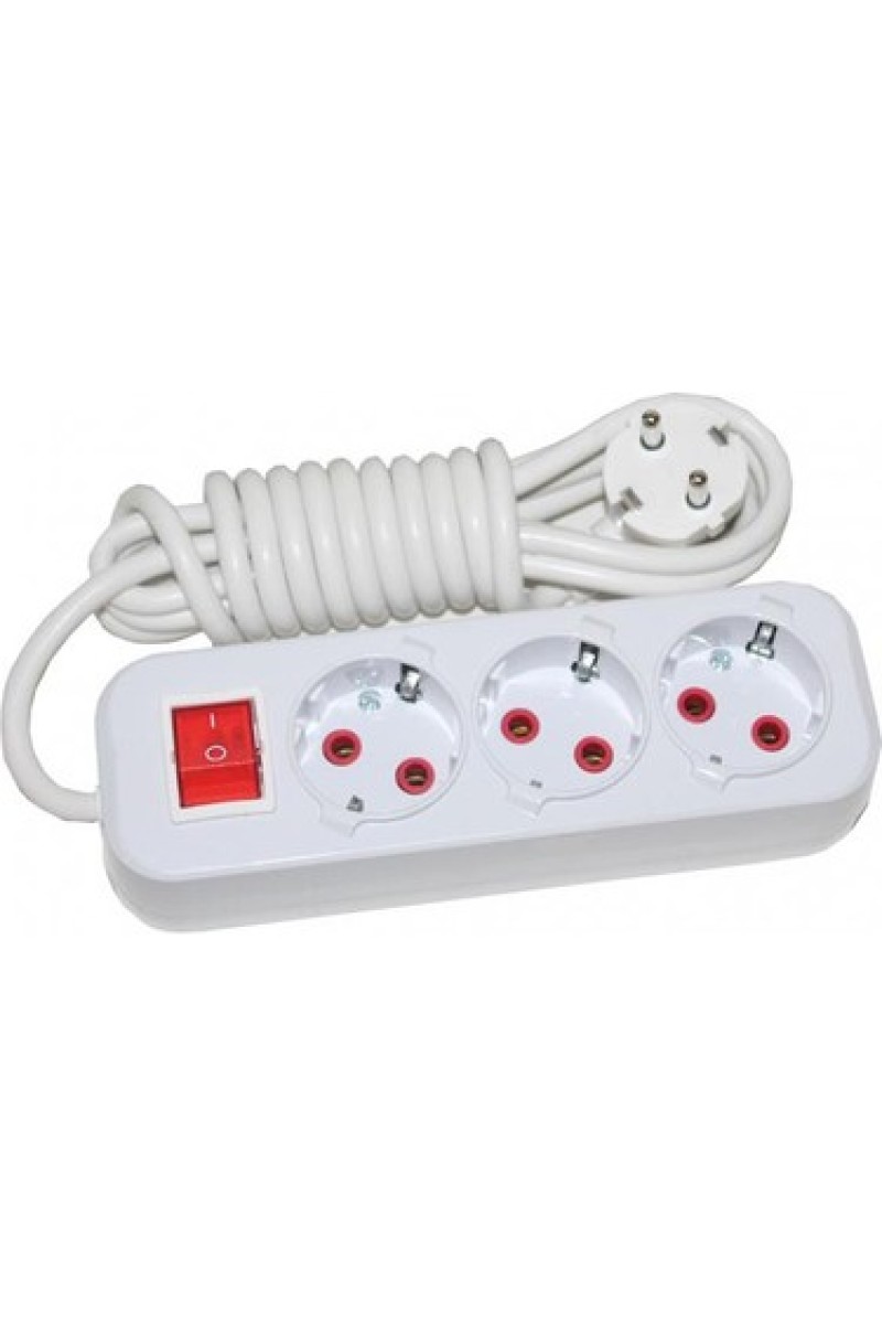 Tunç 5 mt Anahtarlı 3'lü Priz Topraklı Uzatma Kablosu