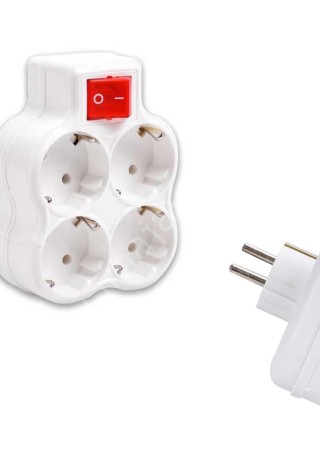 Topraklı Çoklu Fişli Grup Priz Anahtarlı 4 Lü Dörtlü