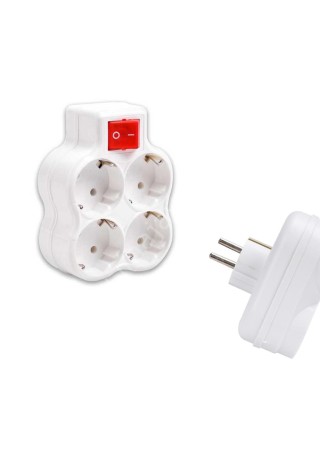 Topraklı Çoklu Fişli Grup Priz Anahtarlı 4 Lü Dörtlü