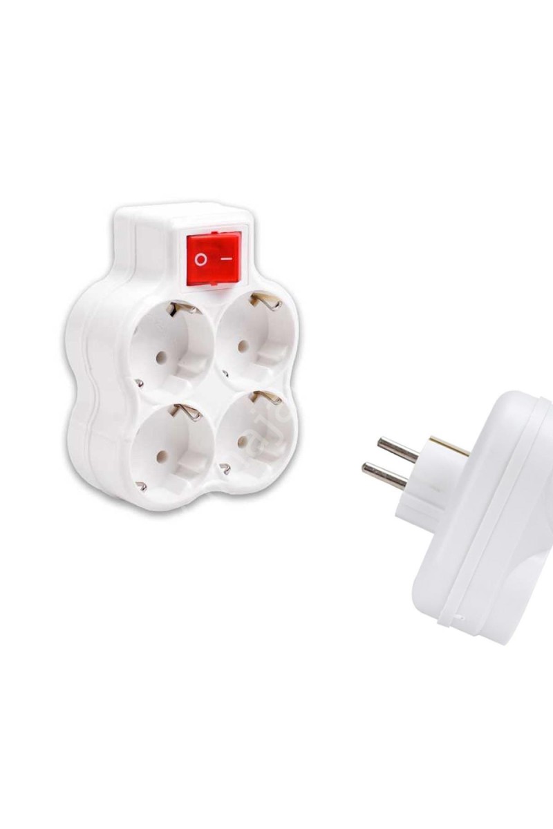Topraklı Çoklu Fişli Grup Priz Anahtarlı 4 Lü Dörtlü