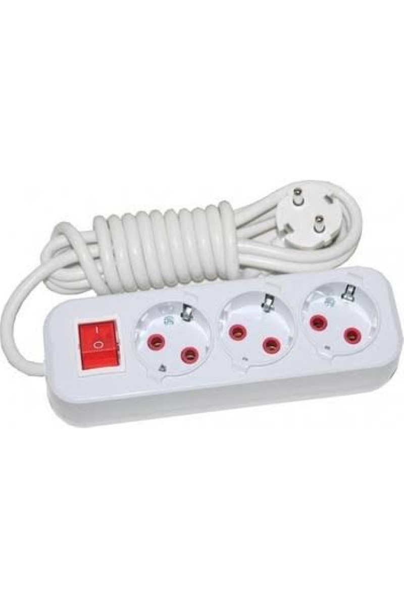 Önder 3'lü Ara Kablo Anahtarlı Topraklı Grup Priz 5M