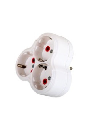 Sprenda 3lü Yonca Golyat Topraklı Priz Çoğaltıcı Beyaz Renk