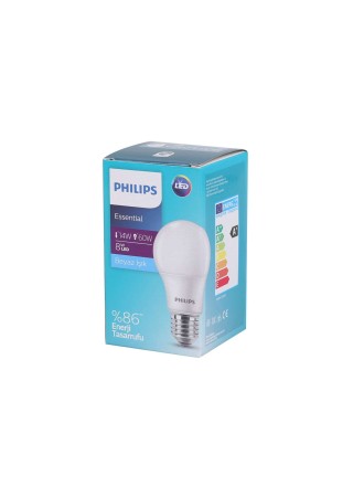 Philips Essential 8W-60W E27 6500K 230V Beyaz Işık Led Ampul