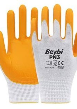 Beybi PN3 Sarı Polyester Örme Nitril 10 Beden 48 Çift İş Eldiveni