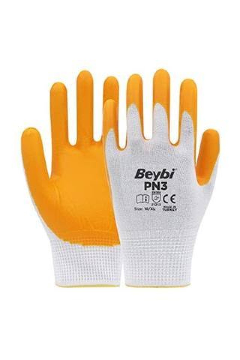 Beybi PN3 Sarı Polyester Örme Nitril 10 Beden 48 Çift İş Eldiveni