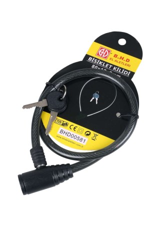 Zozo 12x800 mm Siyah Anahtarlı Bisiklet Kilidi