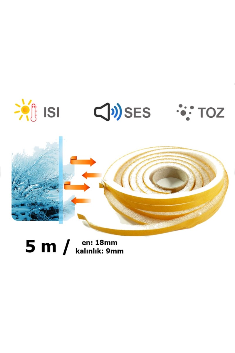 Sünger Pencere Bandı Isı Yalıtım Süngeri 5 Metre (2*2.5 Metre)