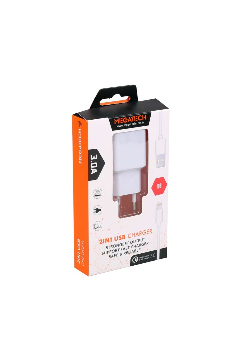Megatech Telefon Şarj Cihazı Set İphone 3A Hızlı Şarj