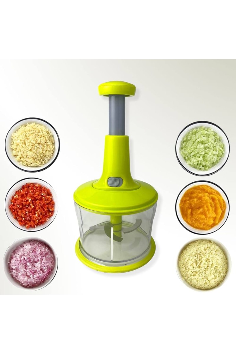 Büyük Paslanmaz Çelik Bıçaklı Üstten Basmalı El Rondosu Blender Soğan Sebze Doğrayıcı