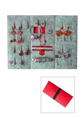 Katlanabilir Seyahat Takı Çantası Cüzdanı Düzenleyici Organizer Kırmızı