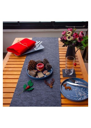 Kaliteli Masa Örtüsü Amerikan Servisi Runner Antrasit 33x120 cm Ölçülerinde