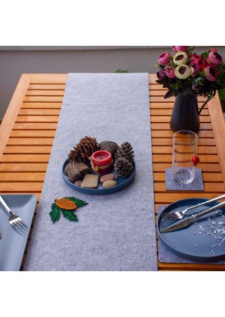 Kaliteli Masa Örtüsü Amerikan Servisi Runner Gri 33x120 cm Ölçülerinde