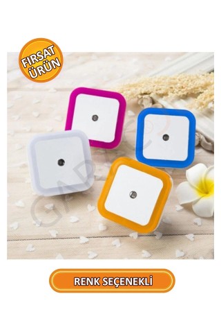 Karanlık Sensörlü Gece Lambası Tak Çalıştır Kare Turuncu Işık PT-893