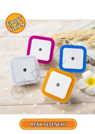 Karanlık Sensörlü Gece Lambası Tak Çalıştır Kare Turuncu Işık PT-893