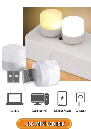 Usb İle Çalışan Taşınabilir Mini Led Işık, Usb Uyumlu Küçük Led Gece Lambası Beyaz 1 Adet