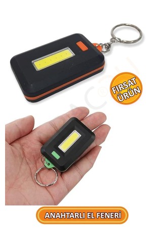 Anahtarlık El Feneri Pilli Led Flaşör Turuncu - 3 Adet Pil Hediye