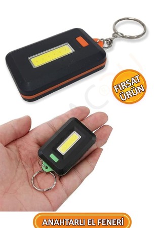 Anahtarlık El Feneri Pilli Led Flaşör Turuncu - 3 Adet Pil Hediye