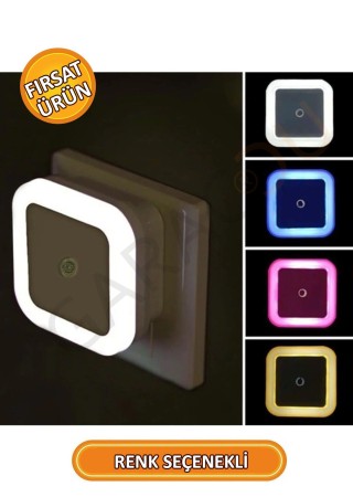 Karanlık Sensörlü Gece Lambası Tak Çalıştır Kare Mavi Işık PT-893