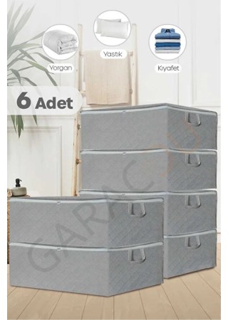 Büyük Boy Baza Altı ve Çekyat Hurç 6 Adet - 73 x 45 x 20 cm Gri