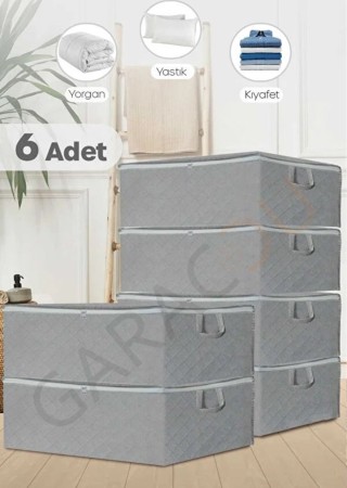 Büyük Boy Baza Altı ve Çekyat Hurç 6 Adet - 73 x 45 x 20 cm Gri