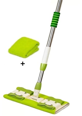 Mor-yeşil Mandallı / Kıskaçlı Istediğin Bezi Tak Yer Duvar Cam Silme Mopu (MİKROFİBER YEDEK BEZLİ)