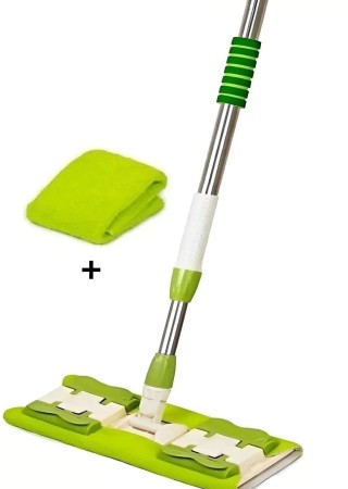 Mor-yeşil Mandallı / Kıskaçlı Istediğin Bezi Tak Yer Duvar Cam Silme Mopu (MİKROFİBER YEDEK BEZLİ)