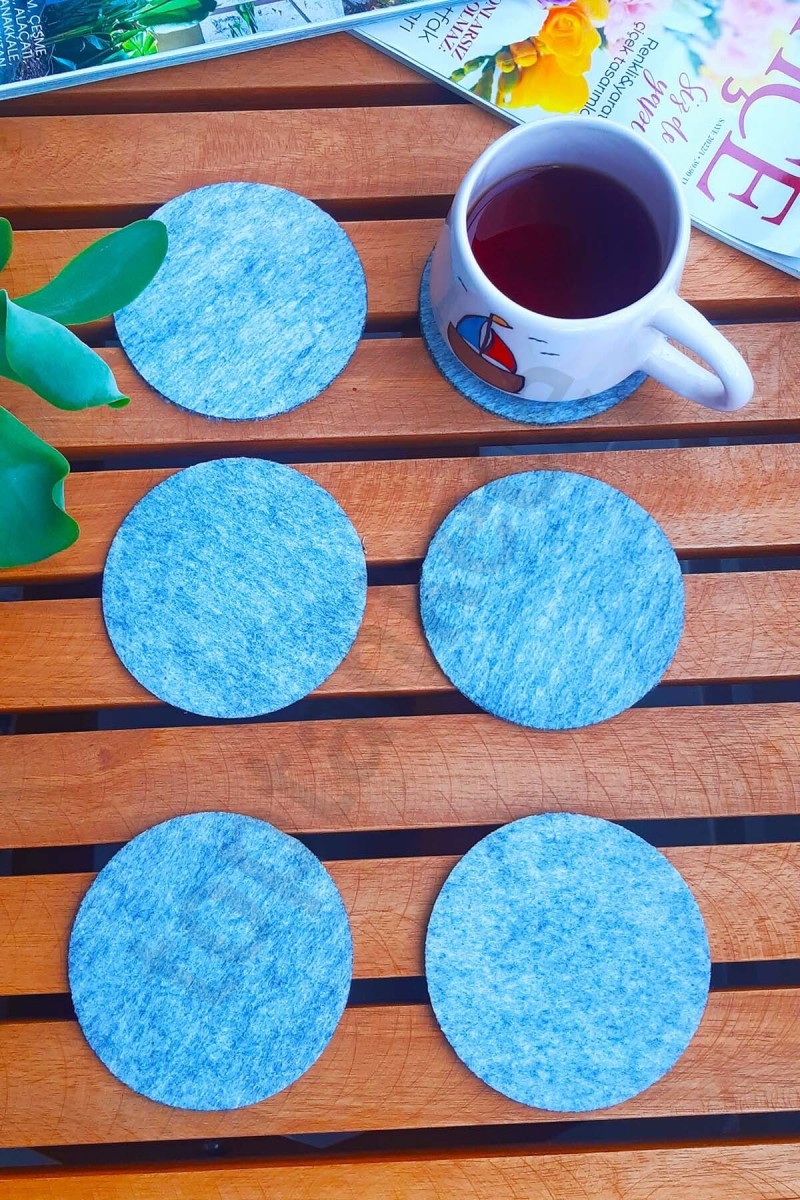 Şık Keçe Yuvarlak Bardak Altlıkları Gri 6'lı Set Şık Keçe Yuvarlak Bardak Altlıkları Gri 6'lı Set
