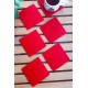 Şık Keçe Kare Bardak Altlıkları Kırmızı 6'lı Set Şık Keçe Kare Bardak Altlıkları Kırmızı 6'lı Set