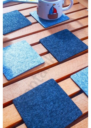 Şık Keçe Kare Bardak Altlıkları Gri Tonlar 6'lı Set