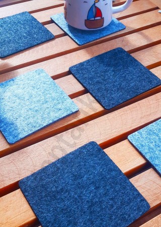 Şık Keçe Kare Bardak Altlıkları Gri Tonlar 6'lı Set