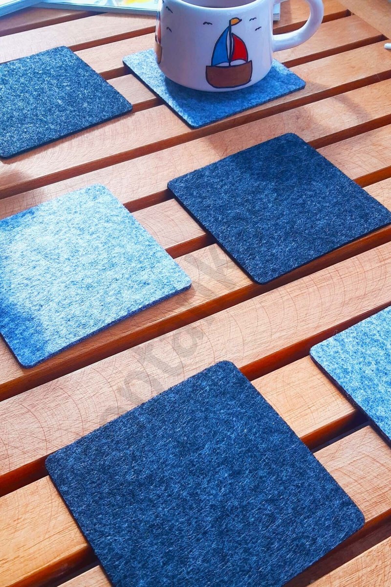Şık Keçe Kare Bardak Altlıkları Gri Tonlar 6'lı Set Şık Keçe Kare Bardak Altlıkları Gri Tonlar 6'lı Set