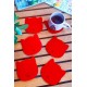 Kedi Temalı Bardak Altlığı Kırmızı 6'lı Set Kedi Temalı Bardak Altlığı Kırmızı 6'lı Set
