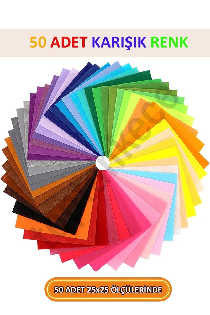 Kaliteli Ince Okul Hobi Keçesi 50 Renk 25x25 Cm Ölçülerinde Hazır Set Kaliteli Ince Okul Hobi Keçesi 50 Renk 25x25 Cm Ölçülerinde Hazır Set