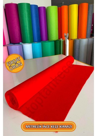 Metrelik Ince Keçe Kumaş 1 Mm Kırmızı - 1 Metre (100 CM X 100 CM), Kırmızı Keçe, Ince Keçe