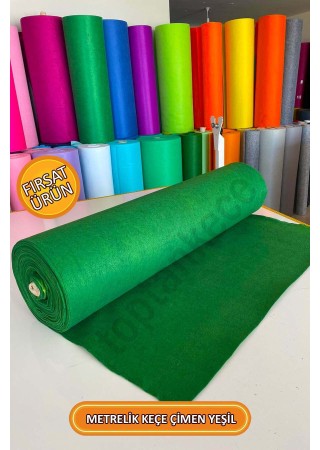 Metrelik Ince Keçe Kumaş 1 Mm Çimen Yeşili - 1 Metre (100X100 CM), Yeşil Keçe, Yılbaşı Yeşili Keçe