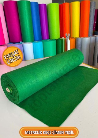 Metrelik Ince Keçe Kumaş 1 Mm Çimen Yeşili - 1 Metre (100X100 CM), Yeşil Keçe, Yılbaşı Yeşili Keçe