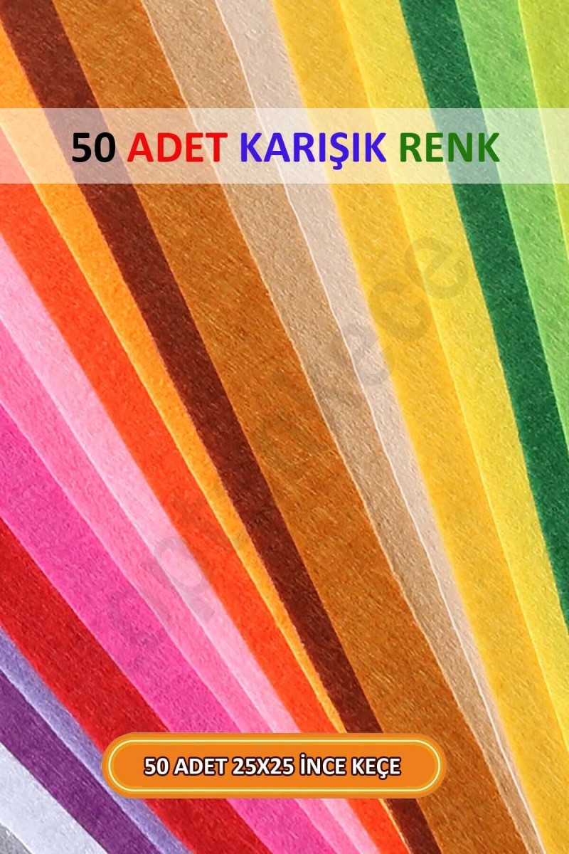 Kaliteli Ince Okul Hobi Keçesi 50 Renk 25x25 Cm Ölçülerinde Hazır Set Kaliteli Ince Okul Hobi Keçesi 50 Renk 25x25 Cm Ölçülerinde Hazır Set