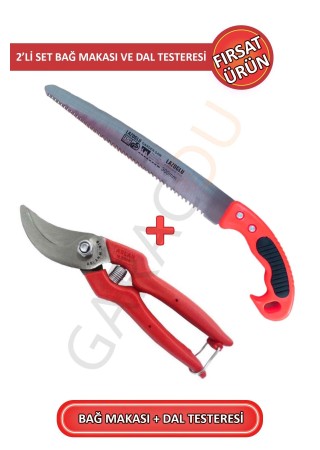 1. Sınıf Çelik Kaliteli Bağ Budama Makası Ve Profesyonel 30 Cm Dal Budama Testeresi 2'li Set