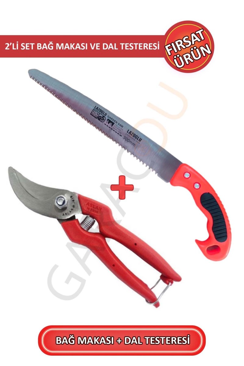 1. Sınıf Çelik Kaliteli Bağ Budama Makası Ve Profesyonel 30 Cm Dal Budama Testeresi 2'li Set 1. Sınıf Çelik Kaliteli Bağ Budama Makası Ve Profesyonel 30 Cm Dal Budama Testeresi 2'li Set