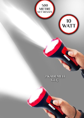 10w Kambur 2506 Model Ultra Güçlü 2 Kademeli Şarjlı El Feneri