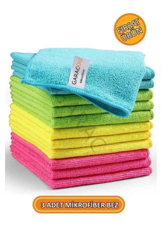 Mikrofiber Premium Temizlik Bezi 3'lü Set 40x60 cm, Microfiber Bez, Kurulama Bezi