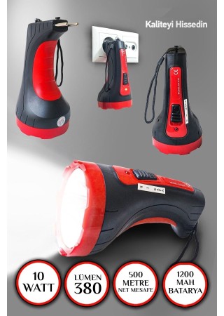 10w Kambur 2506 Model Ultra Güçlü 2 Kademeli Şarjlı El Feneri