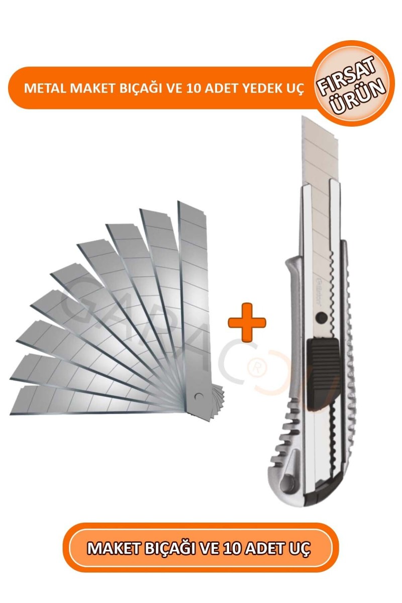 Metal Profesyonel Maket Bıçağı Falçata Ve 10 Adet Yedek Bıçak Büyük Boy - Fırsat Ürün Metal Profesyonel Maket Bıçağı Falçata Ve 10 Adet Yedek Bıçak Büyük Boy - Fırsat Ürün