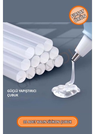 Kalın Mum Silikon Çubuk 11,2 mm Kalınlık 30 cm Uzunluk 10 Adet, Kalın Çubuk Silikon