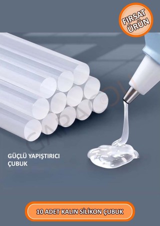 Kalın Mum Silikon Çubuk 11,2 mm Kalınlık 30 cm Uzunluk 10 Adet, Kalın Çubuk Silikon